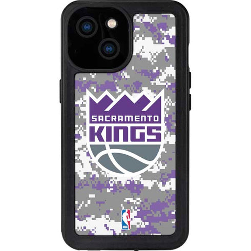 NBA Sacramento Kings Purple Digi Camo iPhone 15 Waterproof Case
