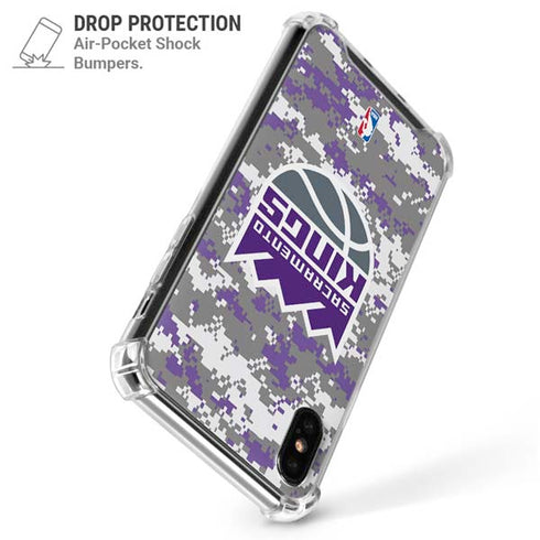 NBA Sacramento Kings Purple Digi Camo iPhone XS Max Clear Case