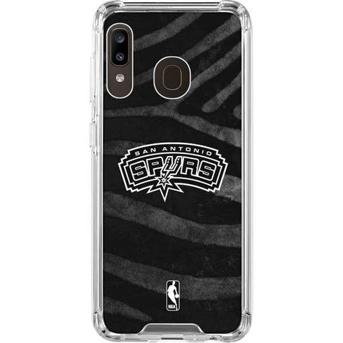 NBA San Antonio Spurs Black Animal Print Galaxy A30 Clear Case