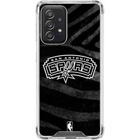 NBA San Antonio Spurs Black Animal Print Galaxy A52 5G Clear Case