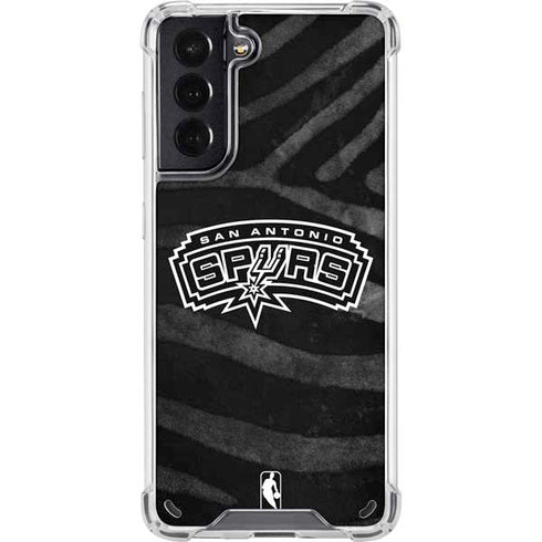NBA San Antonio Spurs Black Animal Print Galaxy S21 5G Clear Case