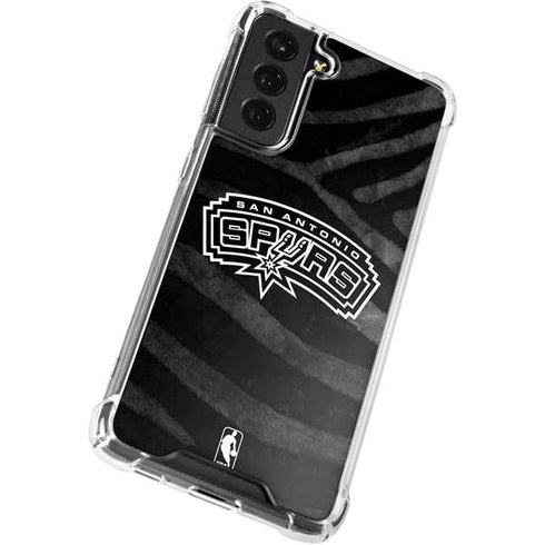 NBA San Antonio Spurs Black Animal Print Galaxy S21 FE Clear Case