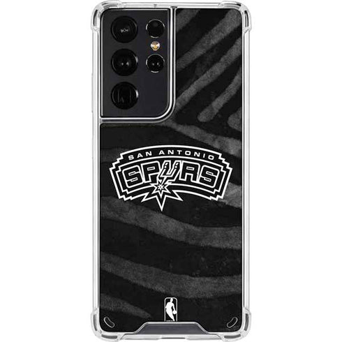 NBA San Antonio Spurs Black Animal Print Galaxy S21 Ultra 5G Clear Case