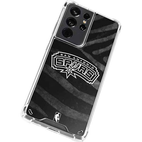 NBA San Antonio Spurs Black Animal Print Galaxy S21 Ultra 5G Clear Case