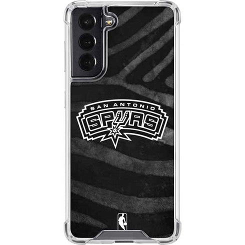 NBA San Antonio Spurs Black Animal Print Galaxy S22 Clear Case