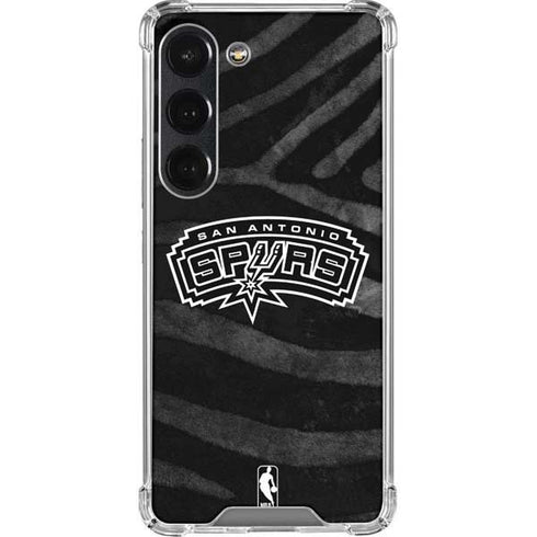 NBA San Antonio Spurs Black Animal Print Galaxy S23 Clear Case