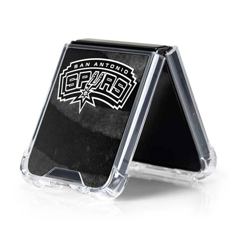 NBA San Antonio Spurs Black Animal Print Galaxy Z Flip5 5G Clear Case