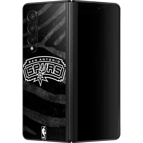 NBA San Antonio Spurs Black Animal Print Galaxy Z Fold3 5G Skin