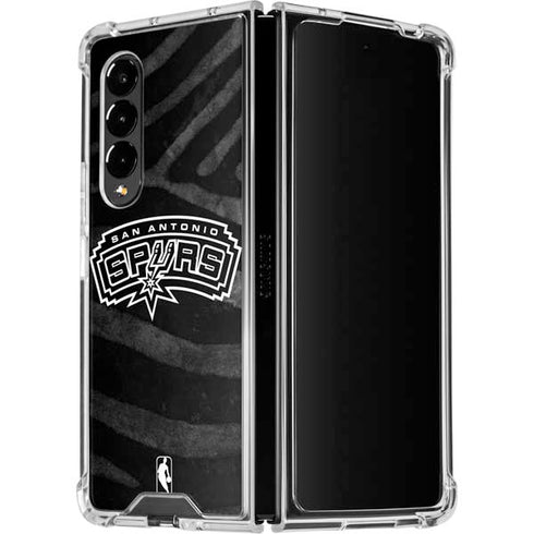 NBA San Antonio Spurs Black Animal Print Galaxy Z Fold4 5G Clear Case