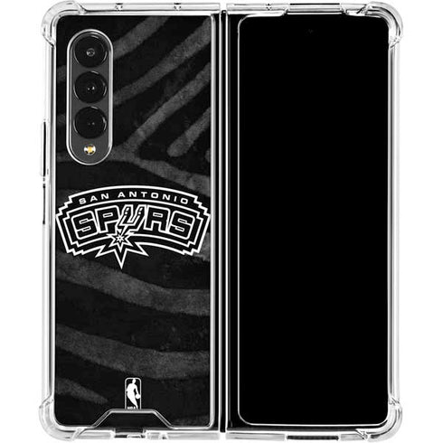 NBA San Antonio Spurs Black Animal Print Galaxy Z Fold4 5G Clear Case