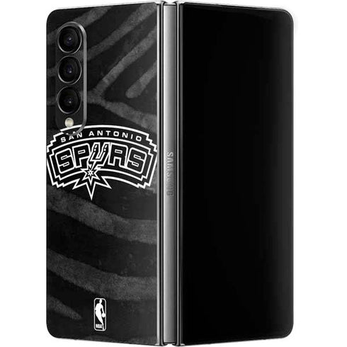 NBA San Antonio Spurs Black Animal Print Galaxy Z Fold4 5G Skin