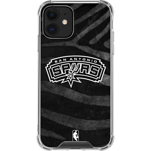 NBA San Antonio Spurs Black Animal Print iPhone 12 Clear Case