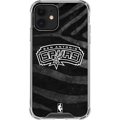 NBA San Antonio Spurs Black Animal Print iPhone 12 Mini Clear Case