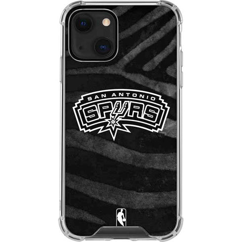 NBA San Antonio Spurs Black Animal Print iPhone 13 Clear Case