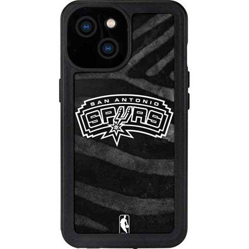 NBA San Antonio Spurs Black Animal Print iPhone 13 Mini Waterproof Case