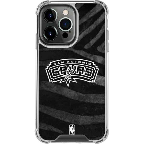 NBA San Antonio Spurs Black Animal Print iPhone 13 Pro Clear Case