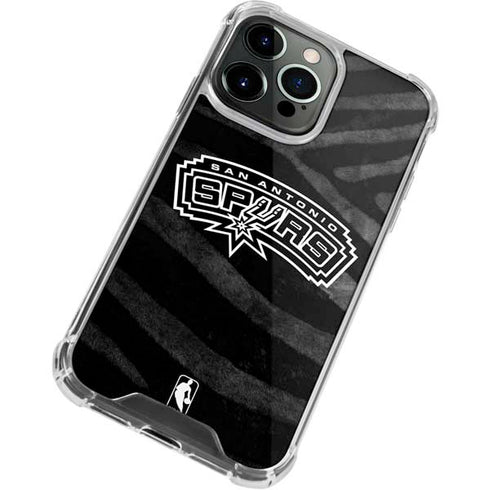 NBA San Antonio Spurs Black Animal Print iPhone 13 Pro Clear Case
