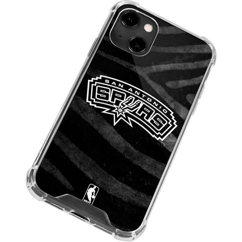 NBA San Antonio Spurs Black Animal Print iPhone 14 Clear Case