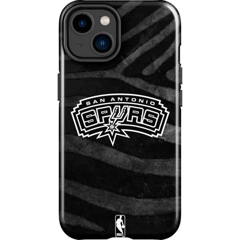 NBA San Antonio Spurs Black Animal Print iPhone 15 Plus Impact Case