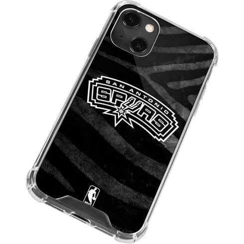 NBA San Antonio Spurs Black Animal Print iPhone 15 Plus Clear Case