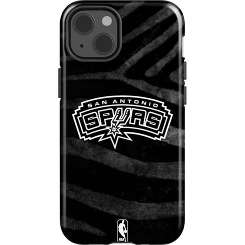 NBA San Antonio Spurs Black Animal Print iPhone 15 Impact Case