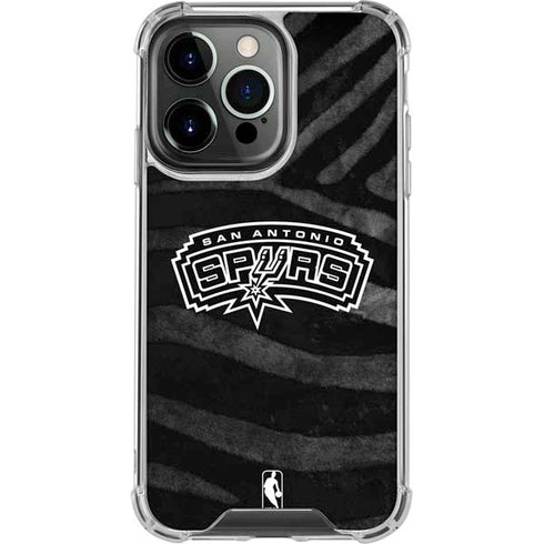 NBA San Antonio Spurs Black Animal Print iPhone 14 Pro Clear Case