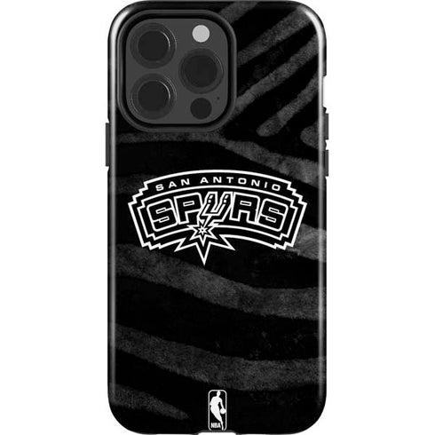 NBA San Antonio Spurs Black Animal Print iPhone 15 Pro Impact Case
