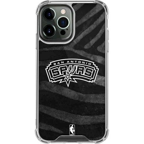 NBA San Antonio Spurs Black Animal Print iPhone 14 Pro Max Clear Case