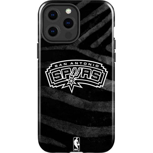 NBA San Antonio Spurs Black Animal Print iPhone 15 Pro Max Impact Case