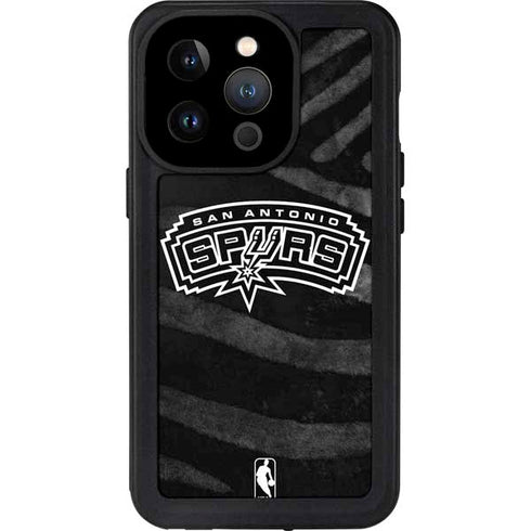 NBA San Antonio Spurs Black Animal Print iPhone 14 Pro Waterproof Case