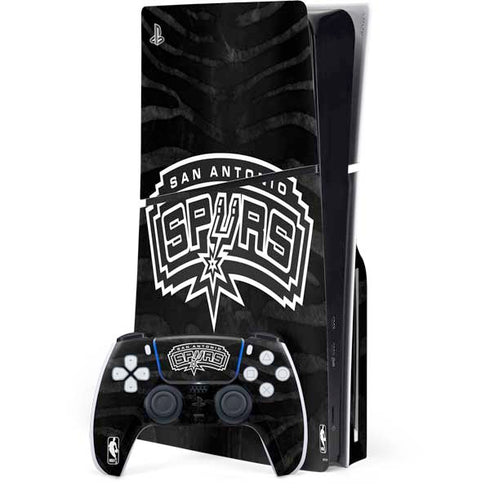NBA San Antonio Spurs Black Animal Print PS5 Slim Disk Bundle Skin