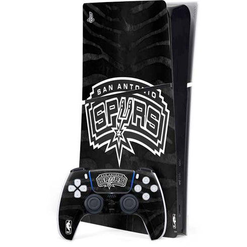 NBA San Antonio Spurs Black Animal Print PS5 Slim Digital Edition Console Skin