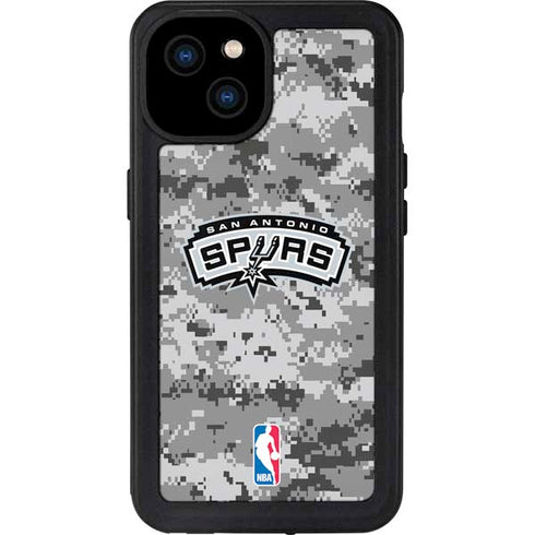 NBA San Antonio Spurs Digi Camo iPhone 15 Plus Waterproof Case