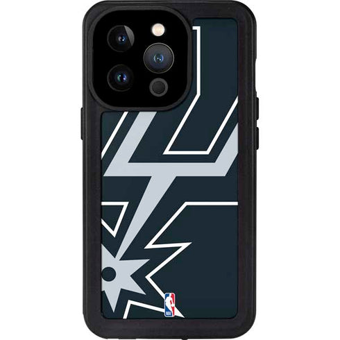 NBA San Antonio Spurs Large Logo iPhone 14 Pro Waterproof Case