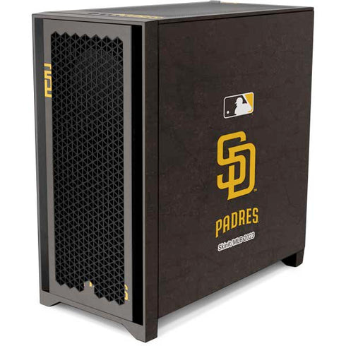 MLB San Diego Padres - Solid Distressed Corsair 4000D Tempered Glass Mid-Tower ATX Case Skin