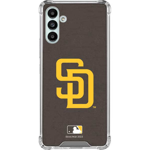 MLB San Diego Padres - Solid Distressed Galaxy A13 5G Clear Case