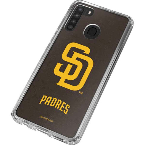 MLB San Diego Padres - Solid Distressed Galaxy A21 Clear Case