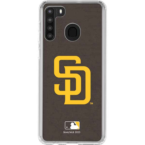 MLB San Diego Padres - Solid Distressed Galaxy A21 Clear Case
