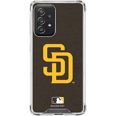 MLB San Diego Padres - Solid Distressed Galaxy A52 5G Clear Case