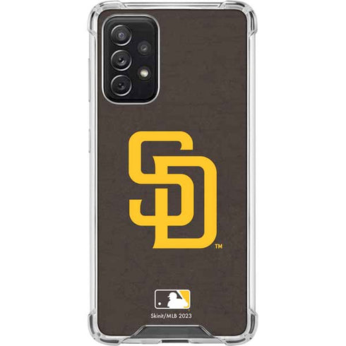MLB San Diego Padres - Solid Distressed Galaxy A72 5G Clear Case