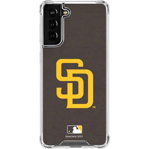 MLB San Diego Padres - Solid Distressed Galaxy S21 FE Clear Case