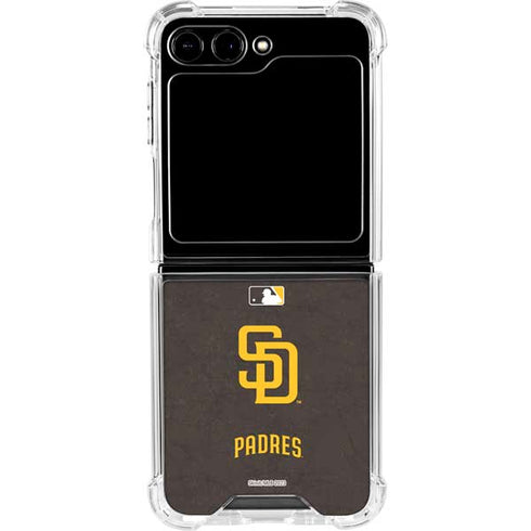 MLB San Diego Padres - Solid Distressed Galaxy Z Flip5 5G Clear Case