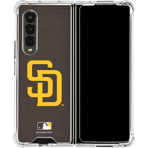 MLB San Diego Padres - Solid Distressed Galaxy Z Fold4 5G Clear Case