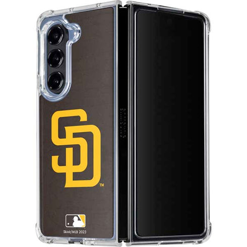 MLB San Diego Padres - Solid Distressed Galaxy Z Fold5 5G Clear Case
