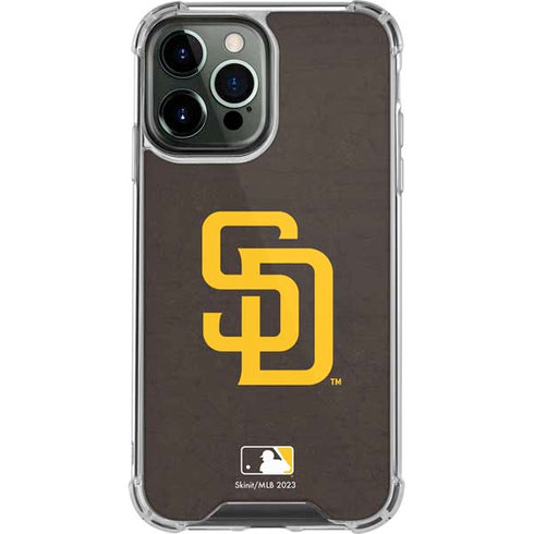 MLB San Diego Padres - Solid Distressed iPhone 14 Pro Max Clear Case