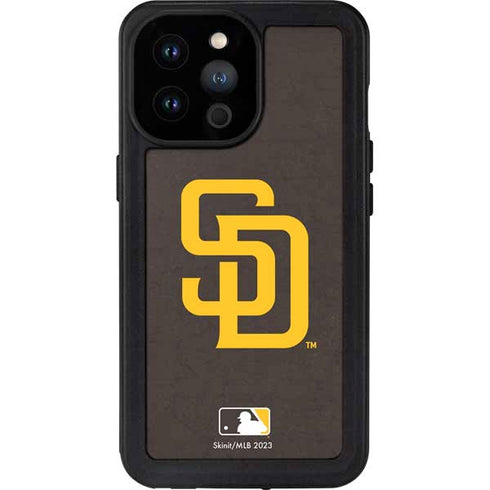 MLB San Diego Padres - Solid Distressed iPhone 14 Pro Max Waterproof Case