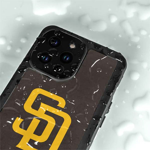 MLB San Diego Padres - Solid Distressed iPhone 14 Pro Max Waterproof Case