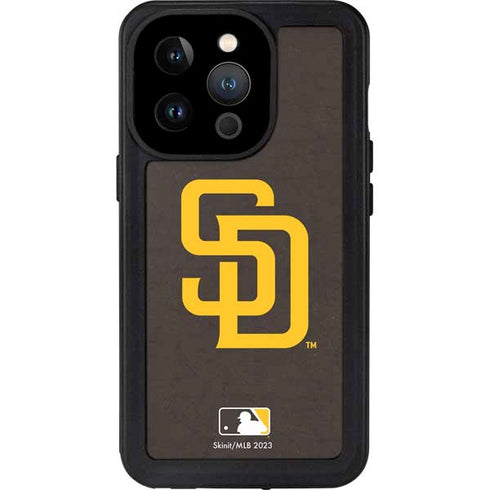 MLB San Diego Padres - Solid Distressed iPhone 14 Pro Waterproof Case