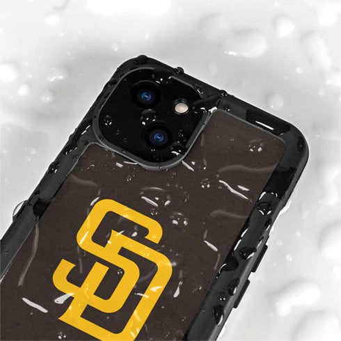 MLB San Diego Padres - Solid Distressed iPhone 15 Plus Waterproof Case