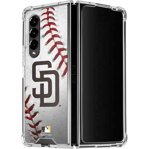 MLB San Diego Padres Game Ball Galaxy Z Fold4 5G Clear Case